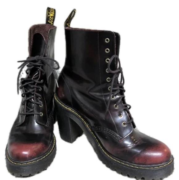 ✨SOLD✨ Dr Martens Kendra Cherry Red Arcadia Genuine Leather Boots Sz 10 - Picture 4 of 10